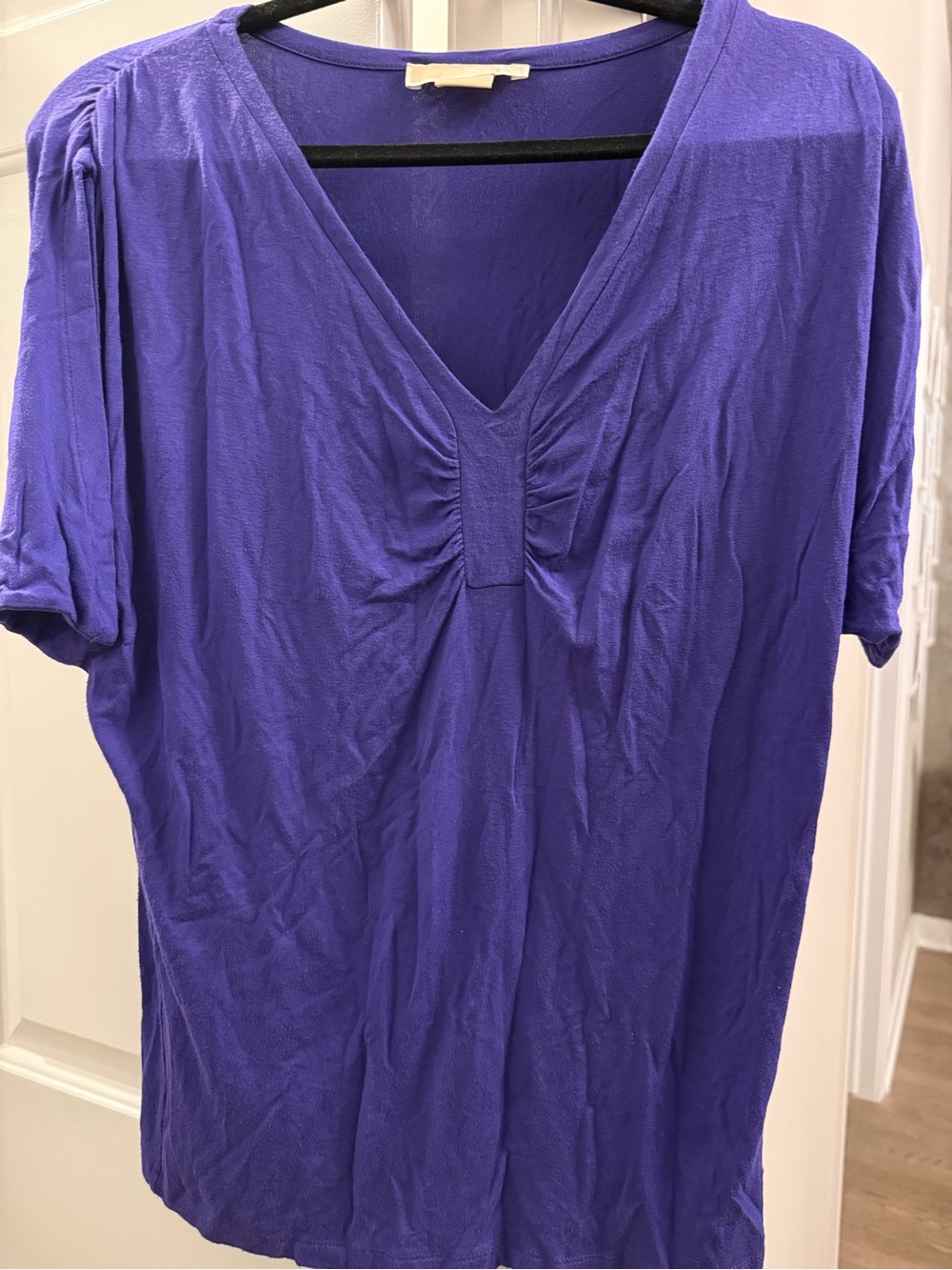 Michael Kors Purple V-Neck Short Sleeve Top